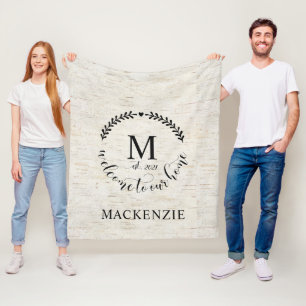 Rustic Farmhouse Stil Monogrammed Family Namn Fleecefilt
