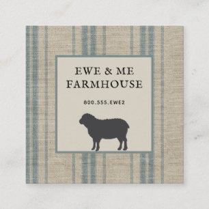 Rustic Farmhouse Stil Sheep Ticking Fyrkantigt Visitkort