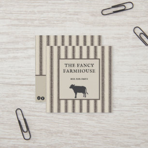Rustic Farmhouse Stil Ticking Square Business Fyrkantigt Visitkort