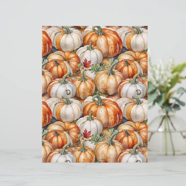 Rustic Farmhouse Style Pumpkin Pattern Paper (Stående Fram)