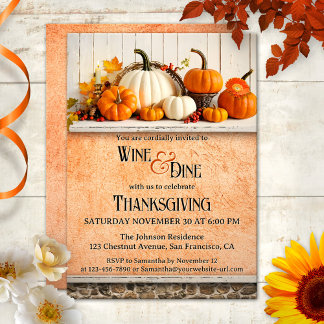 Rustic Farmhouse Thanksgiving Middag Party Inbjudningar
