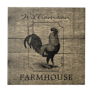 Rustic Farmhouse Tupp Barn Wood Family Namn Kakelplatta