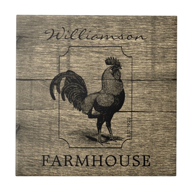 Rustic Farmhouse Tupp Barn Wood Family Namn Kakelplatta (Framsidan)