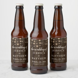 Rustic Farmhouse Twinkling Ljus Ölflaska Etikett