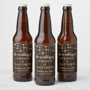 Rustic Farmhouse Twinkling Ljus Ölflaska Etikett