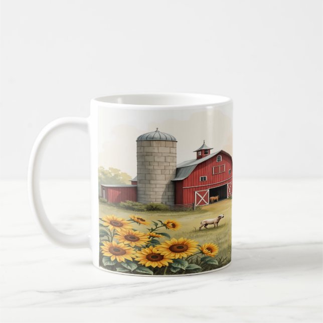 Rustic Farmhouse Watercolor Kaffemugg (Vänster)