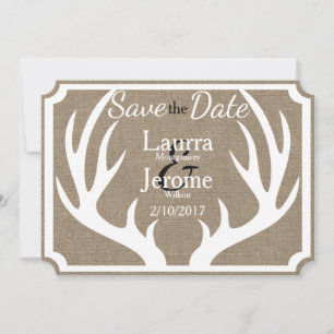 Rustic Farmhouse White Hjort Antlers sparar datume Spara Datumet