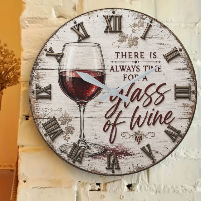 Rustic Farmhouse Wine Lover Gift Stor Klocka (Skapare uppladdad)