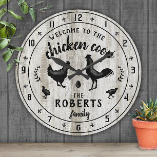 Rustic Farmhouse Wood Chicken Coop eget namn Rund Klocka