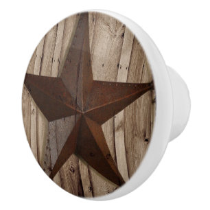 Rustic Farmhouse Wood Westernare Land Texas Star Knopp