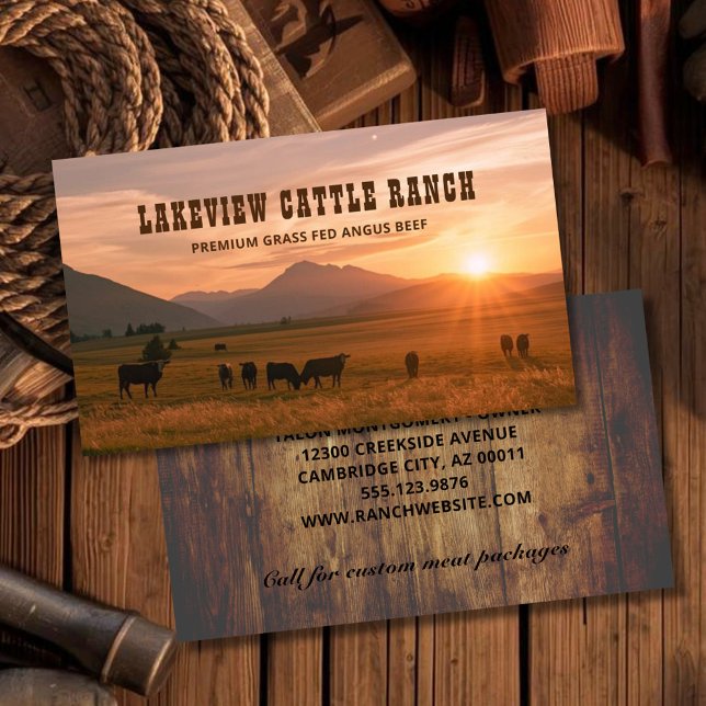 Rustic Farming Cattle Ranch Farm Business Card Visitkort (Skapare uppladdad)