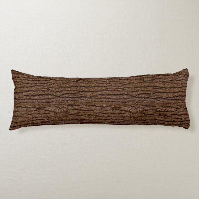 Rustic Faux Biet av Wood Grain Träd Bark Kroppskudde (Framsidan)