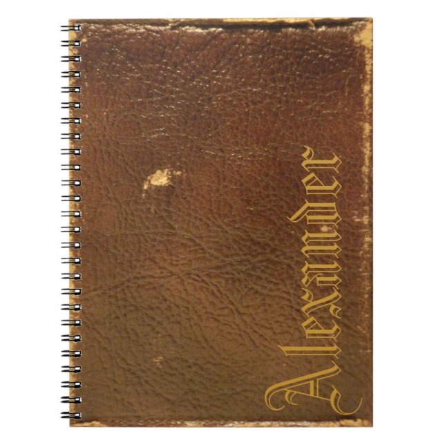 Rustic Faux Brown Leather Anteckningsbok Med Spiral (Framsidan)