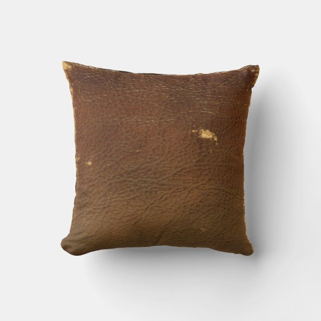 Rustic Faux Brown Leather Kudde (Framsida)