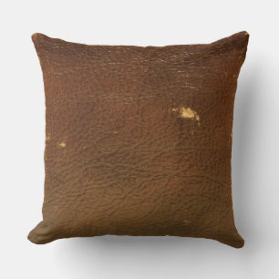 Rustic Faux Brown Leather Kudde