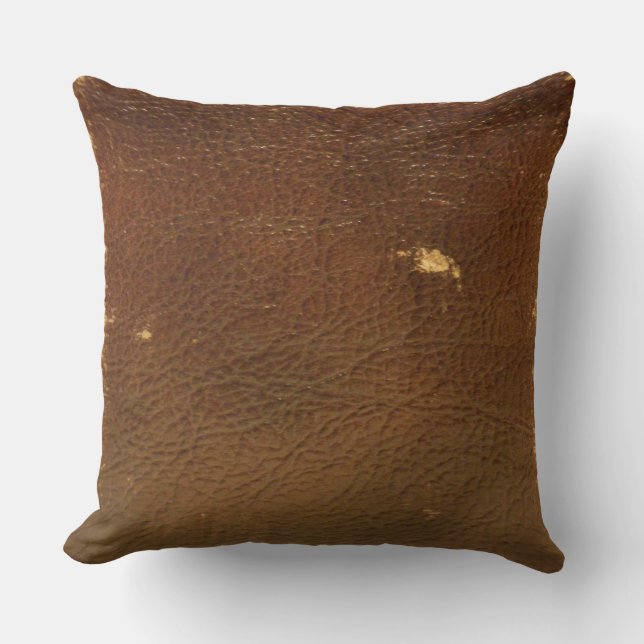 Rustic Faux Brown Leather Kudde (Framsida)