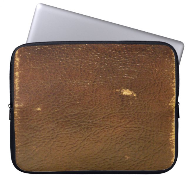 Rustic Faux Brown Leather Laptop Fodral (Framsidan)