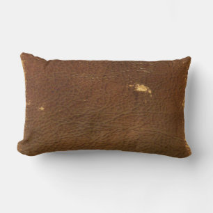 Rustic Faux Brown Leather Lumbarkudde