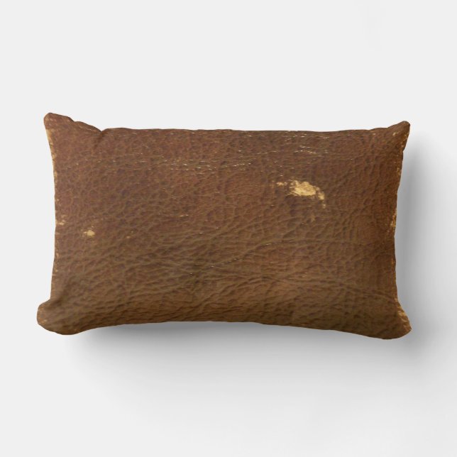 Rustic Faux Brown Leather Lumbarkudde (Framsida)