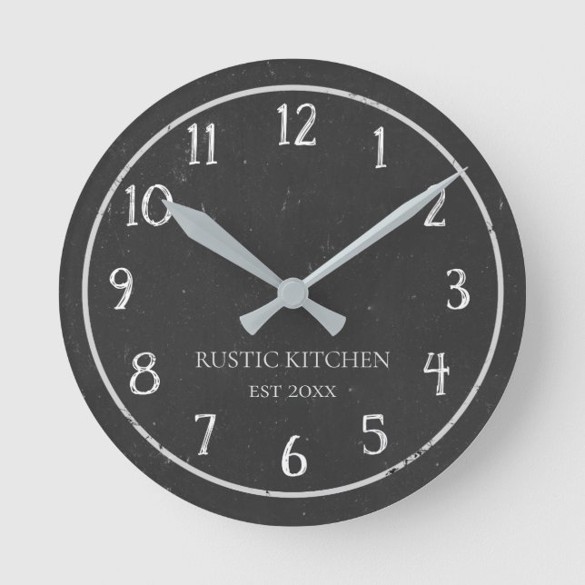 Rustic Faux Chalkboard-kökökökökökököldlås Rund Klocka (Framsida)