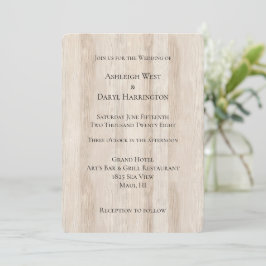 Rustic Faux Cream White Wood Bröllop Inbjudningar