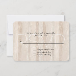 Rustic Faux Cream White Wood Bröllop OSA Kort
