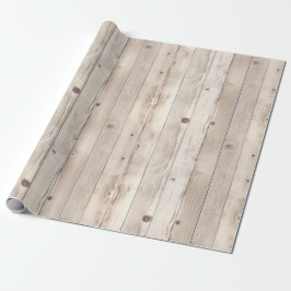 Rustic Faux Cream White Wood Bröllop Presentpapper