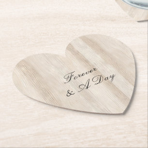 Rustic Faux Cream White Wood Bröllop Underlägg Papper