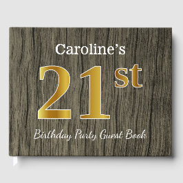 Rustic, Faux Guld 21:a födelsedagen Party; eget na Gästböcker