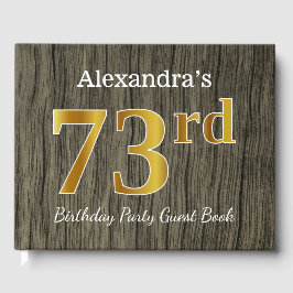 Rustic, Faux Guld 73:e Födelsedagsfesten; anpassat Gästböcker