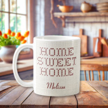 Rustic Faux Kor-Stitch Home Burgundy