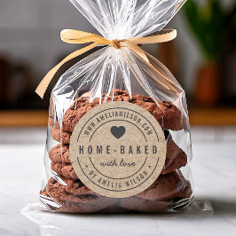 Rustic Faux Kraft fet hembakad med Kärlek hjärta Runt Klistermärke
