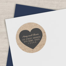 Rustic Faux Kraft Grått Heart Couple Returadress