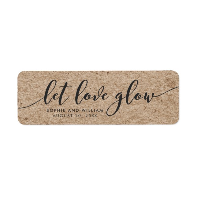 Rustic Faux Kraft Låt Kärlek glow Wedding favor Returadress Etikett (Framsidan)