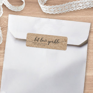 Rustic Faux Kraft Låt Kärlek Gnistra vara en bröll Returadress Etikett