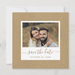 Rustic Faux Kraft Pappra fotopatset Guld Bröllop Spara Datumet