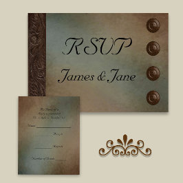 Rustic Faux Leather Turcos och Brown Grunge OSA Kort