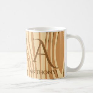 Rustic Faux Nedfläckad Brown Wood Monogrammed Anpa Kaffemugg
