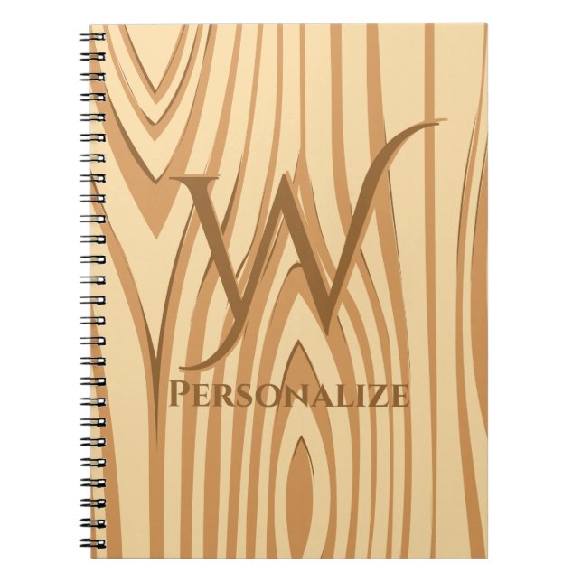 Rustic Faux Nedfläckad Brown Wood Personlig Anpass Anteckningsbok (Framsidan)