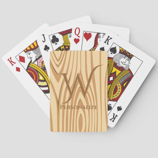 Rustic Faux Nedfläckad Brown Wood Personlig Anpass Casinokort (Baksidan)