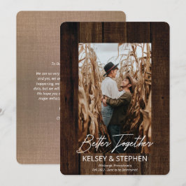 Rustic Faux Wood Better Together Photo Förlovning Meddelande