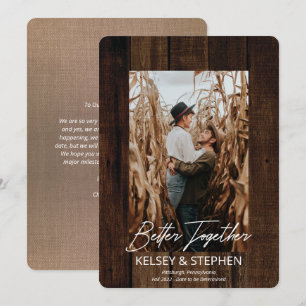 Rustic Faux Wood Better Together Photo Förlovning Meddelande