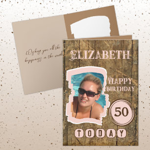 Rustic faux wood Brown rosa 50 år Kort