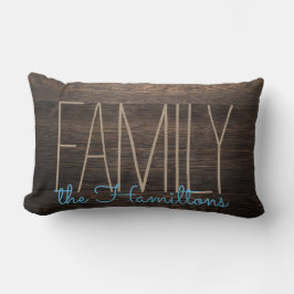 Rustic FAUX WOOD Chic Family Monogram BLUE Lumbarkudde