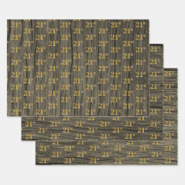 Rustic Faux Wood Grain, Elegant Faux Guld "21st"