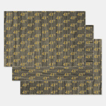 Rustic Faux Wood Grain, Elegant Faux Guld "43rd"