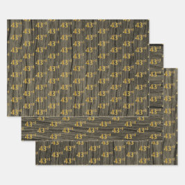Rustic Faux Wood Grain, Elegant Faux Guld "43rd"