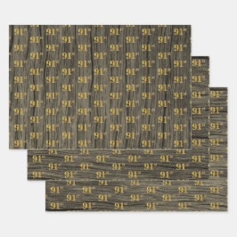 Rustic Faux Wood Grain, Elegant Faux Guld "91st"