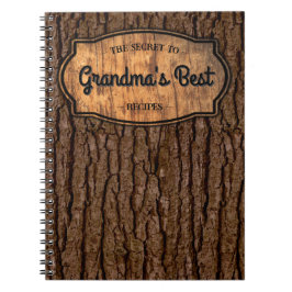 Rustic Faux Wood Grain Träd Bark Recipe Cookbook Anteckningsbok
