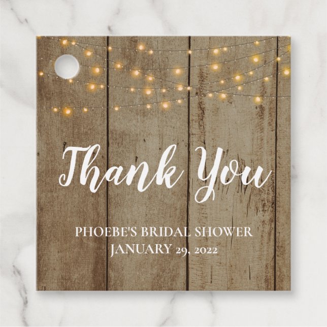 Rustic Faux Wood Land Möhippa Gåvor Etiketter (Framsida)